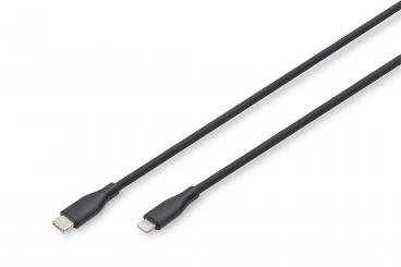 Lightning Silikon Anschlusskabel, USB-C - Lightning, 0,5m, schwarz 