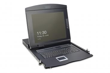 17" LCD KVM Konsole, 16-Port VGA, deutsche Tastatur 